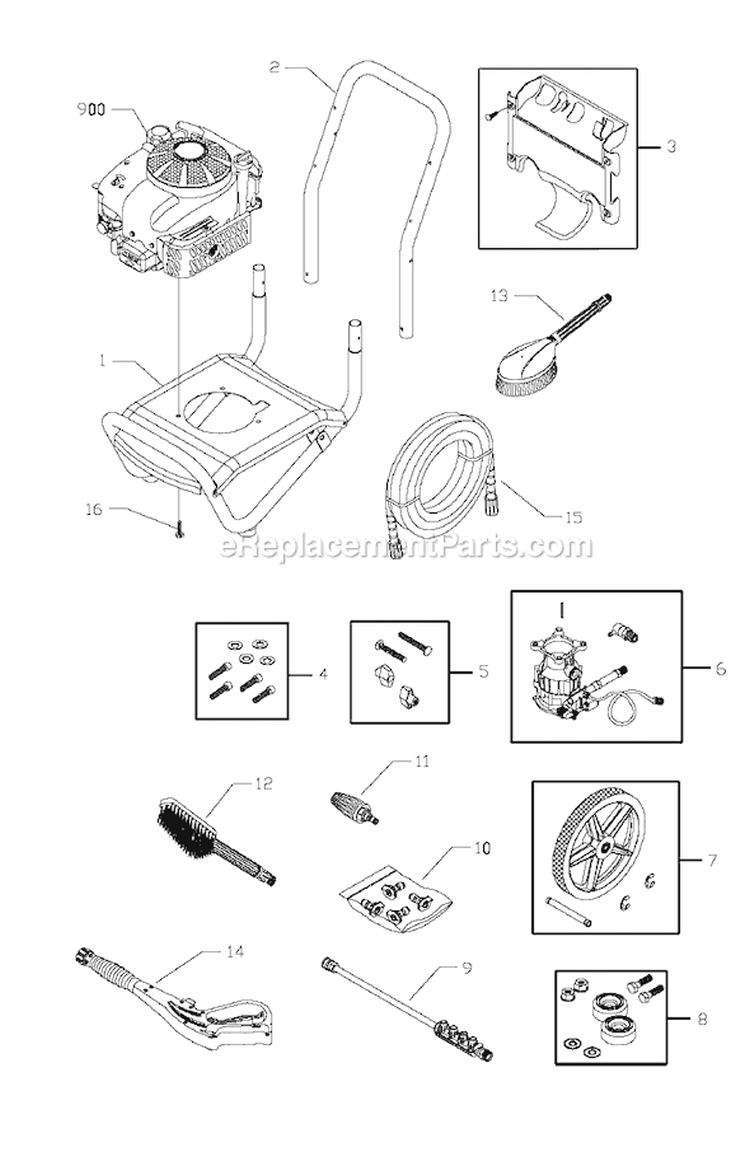 Page A Diagram and Parts List for 020302-1  Briggs and Stratton Pressure Washer
